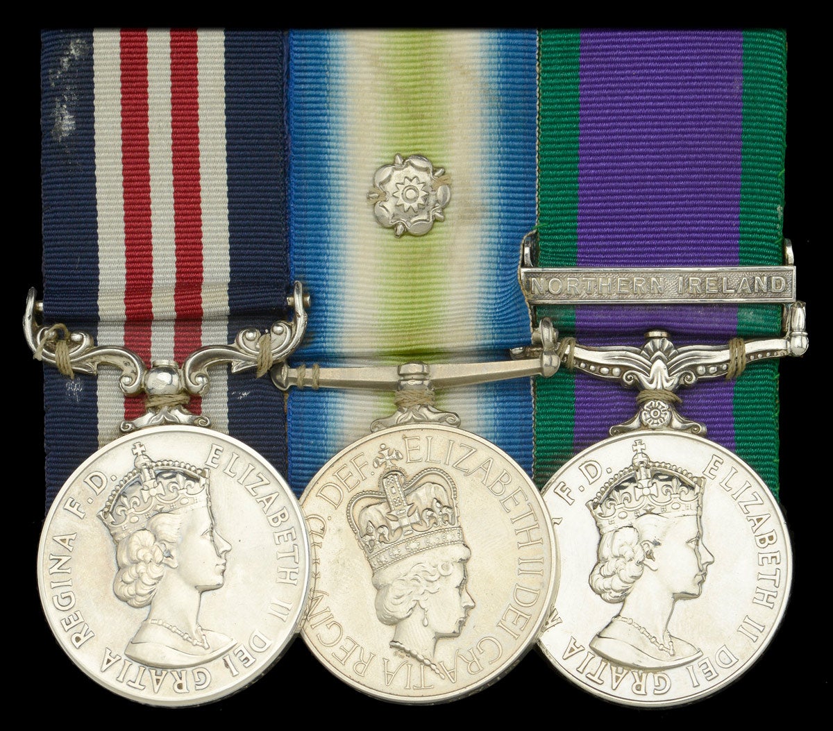 
Military Medal, E.II.R., 2nd issue (24521305 Pte B J Grayling Para); South Atlantic 1982, with rosette (24521305 Pte B J Grayling
Para) with official corrections; General Service 1962-2007, 1 clasp, Northern Ireland (24521305 Pte B J Grayling MM Para) mounted
as originally worn, very fine (lot)