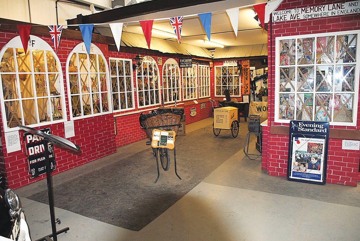 The re-created wartime street showing things for the civilian “Home Front” side of WWII, such as food rationing and everyday life items.