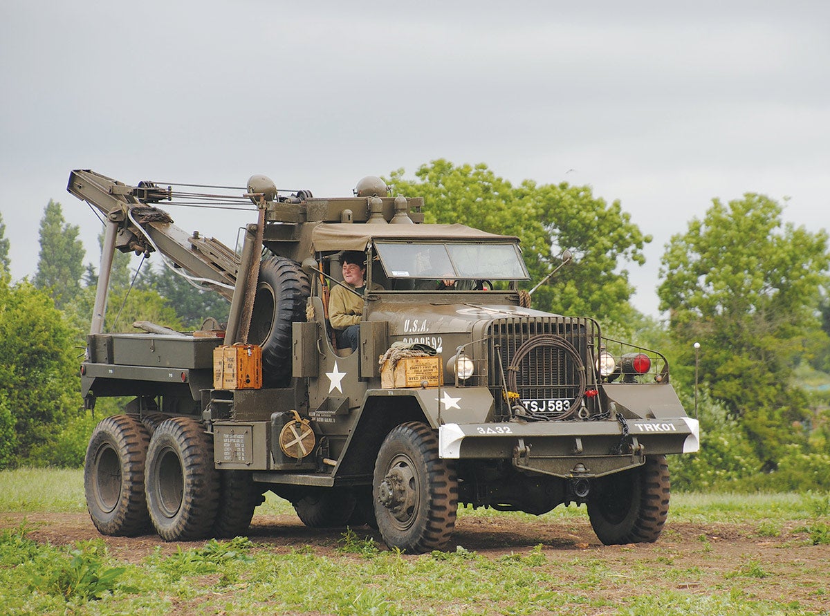 The M1A1 Wrecker which was used to move the Sherman into place. It is seen here taking part in the mobility display.