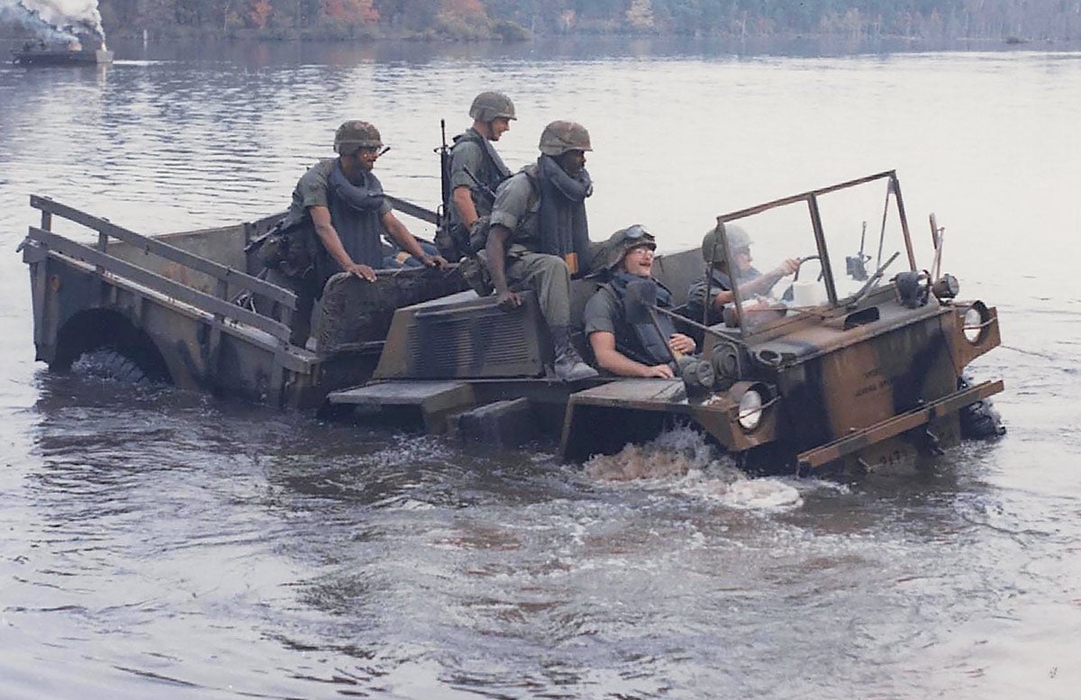 The M561 was supposed to be amphibious, or at least be able to swim in calm water. However, it was soon discovered that Goats fitted with a front-mounted winch and swimming with an empty cargo unit tended to take nose-dives into Davy Jones’ locker; and like the Ford GPA of WWII they were useless for surf landings on ocean beaches. 