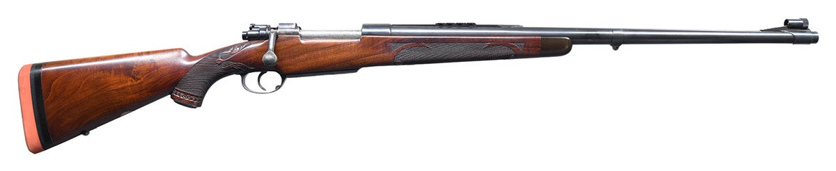 Lot #2219, a fine 505 Hoffman (Gibbs) Magnum Mauser sporting rifle, was estimated at $15,000-30,000 and sold for $48,800.