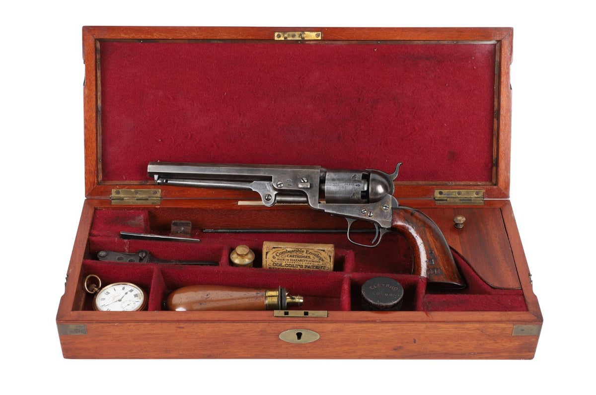 Circa 1855 Upper Canada (Ontario) Colt London Model 1851 Navy pistol issued to Cornwall Troop (British/Canadian). Markings indicated it was Cornwall Troop pistol #6. (CA$7,080)
