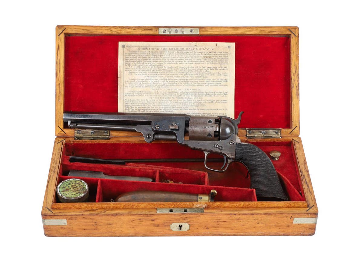 Lot #73 was a documented, cased and inscribed Colt Model 1851 Navy revolver presented to Lt. Alfred E. Rykert of the Prince of Wales’ Royal Canadian Regiment that topped out at CA$8,260.