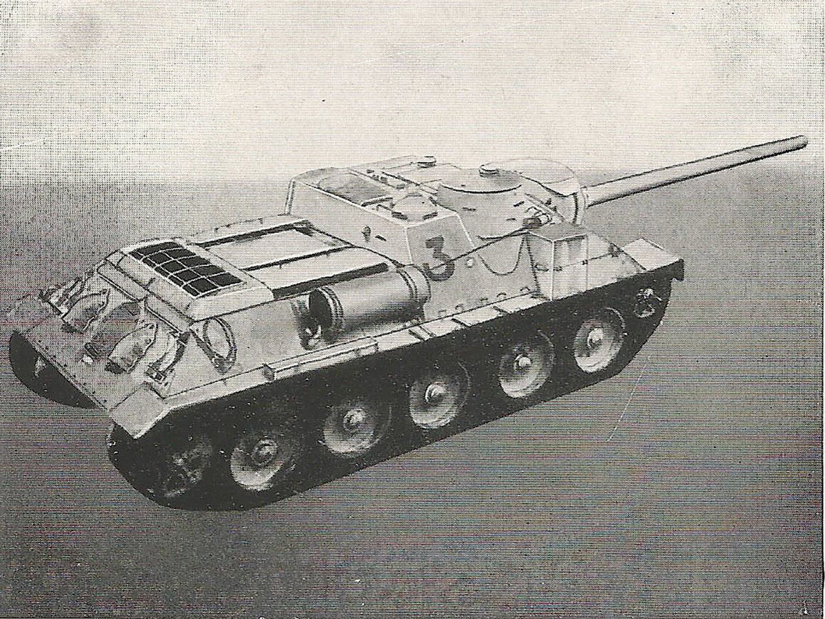 An illustration showing upper surface details of engine cowling, box-like superstructure and hatches for the crew in the fighting compartment.